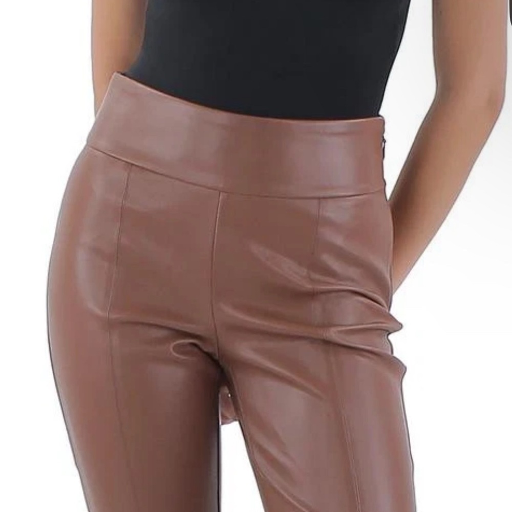 BCBGMaxAzria Faux Leather High Rise Flare Pants - Picture 3 of 4